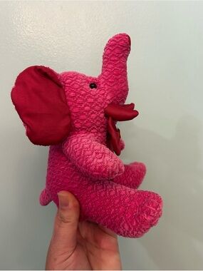 Jim Thompson Designer Rare Pink Fabric Textured Elephant Plush Promo 7” Bow Tie